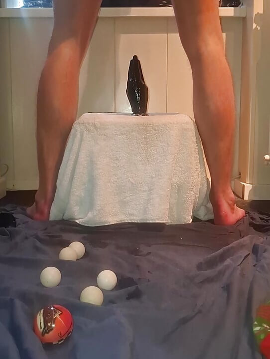 Solo gay anal play - Huge dildo's, socks and balls in ass