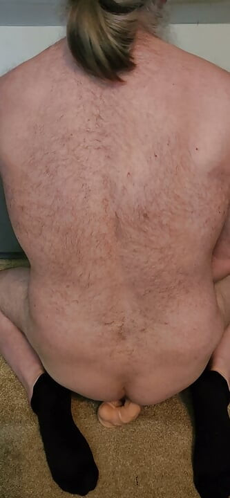 Solo masturbation, dildo fucking, and beard cum