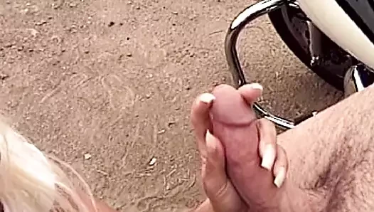 Perfect blonde French doll fucked on the bike