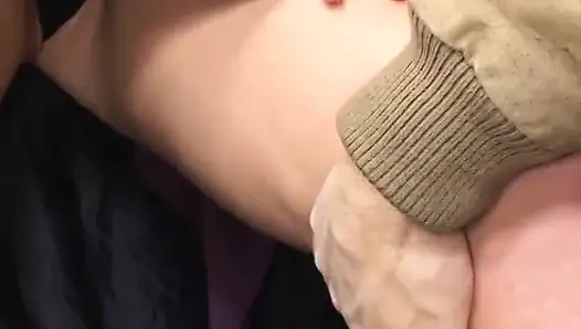 Slutty look bitch gets it from the pussy while plays with her clit