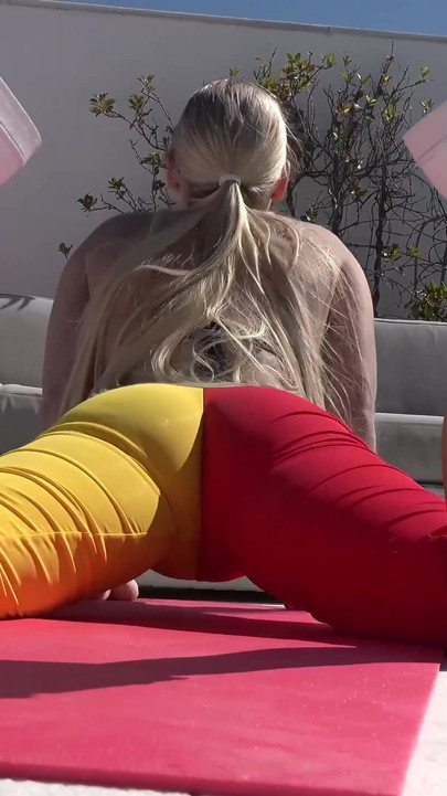 Young pierced curvy MILF enjoys outdoor yoga sex