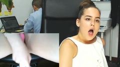 Secretary masturbating in her office while others working
