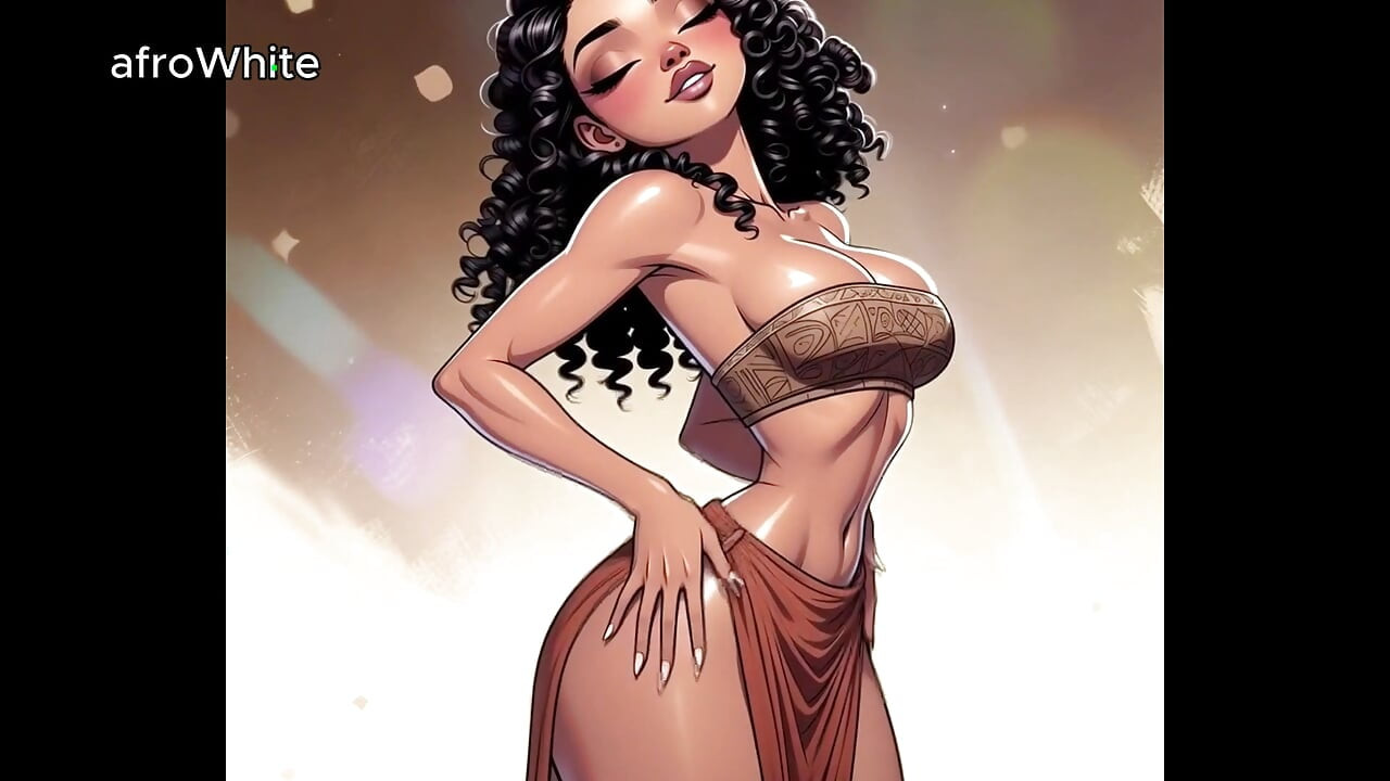 AI Generated - Hentai cartoon animated anime african american black ebony european trans goddess stripper fucks step sister raw