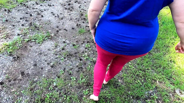 Barefoot and topless waiting for her tit punishment