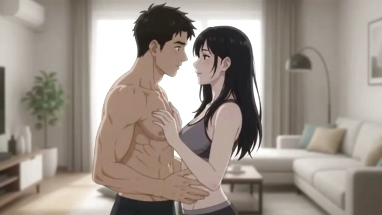 She Caught Me Looking her workout and punish me as blowjob