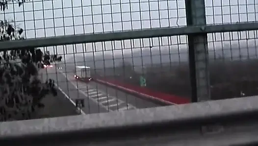 Horny MILF Stuffing Huge Dildo in Highway Adventure