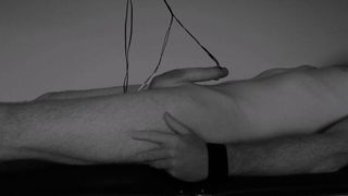 bound and milked to handsfree orgasm. e-stim cumshot edging