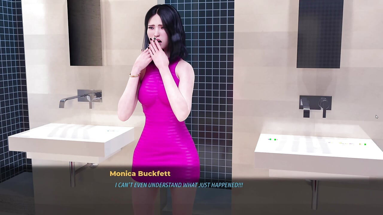 Fashion Business # 1 - Monica chupa pollas dos veces en el baño - juegos porno, juegos para adultos, juego 3d