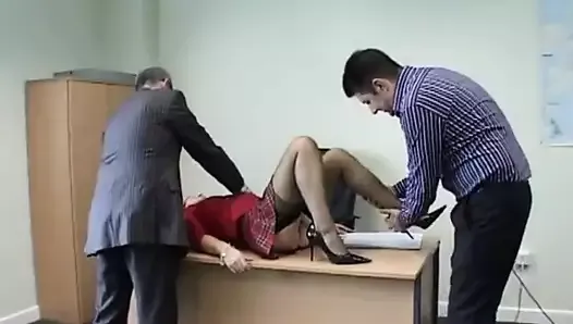 Suited daddy giving hot sex to his secretary in the office
