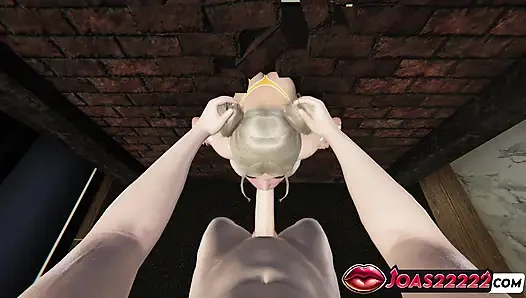 Hentai 3D: geiles büro risa zwei hände handjob, schlampiger blowjob und gloryhole, kehlenfick und cumshot