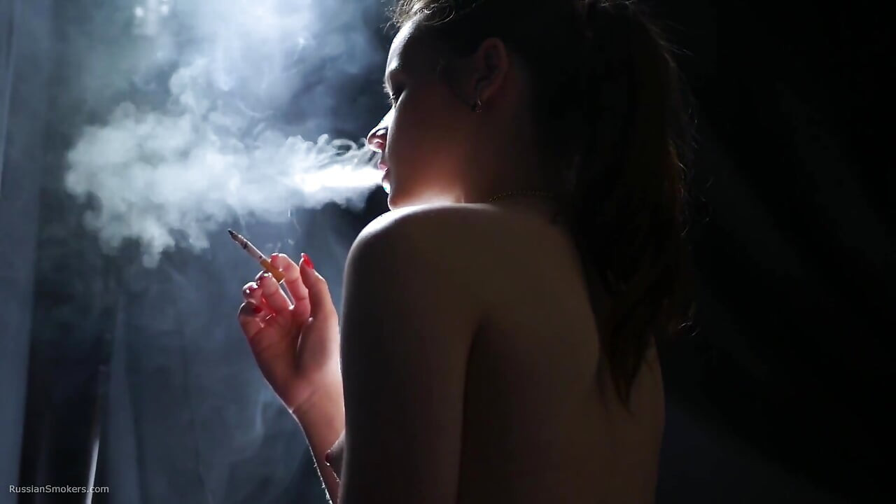 A Little Bit Naked Smoking Girl