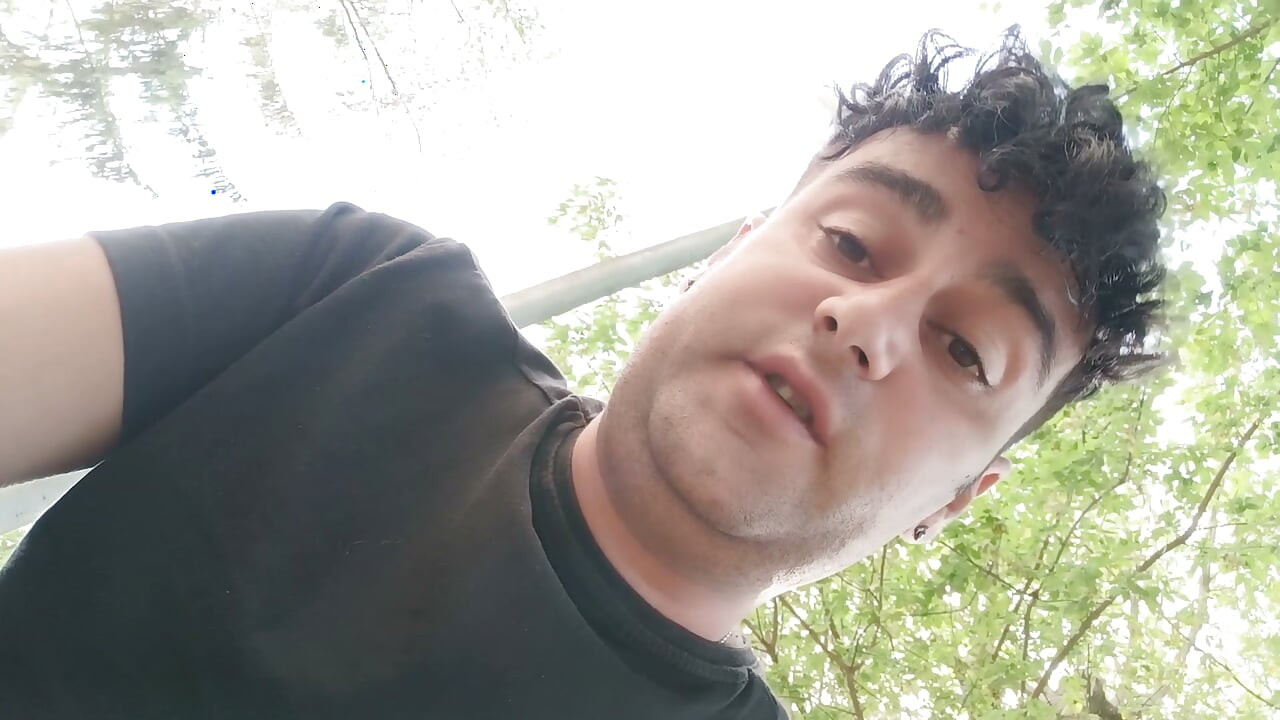 Smoking Outdoor and Showing Balls and Soft Uncut Cock