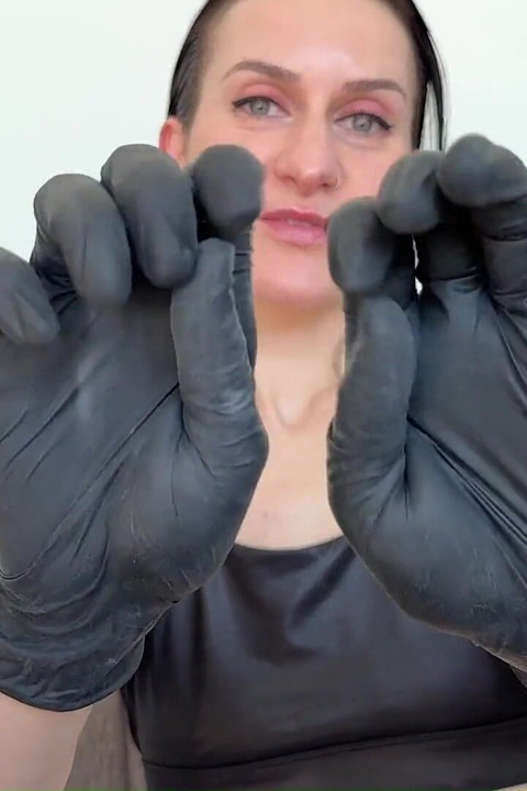 Black Latex Examination Gloves Asmr Tease in Shiny Sporty Outfit