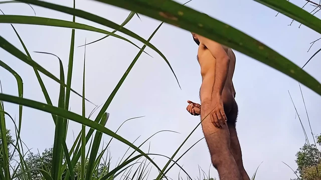 Naked walking and looking here and there