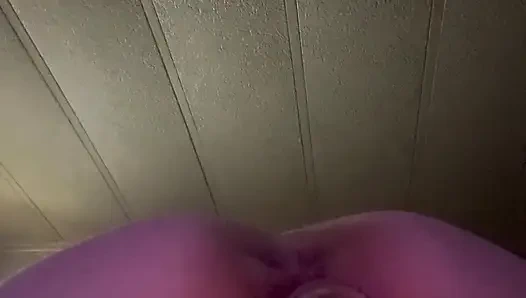 Orgasm forces dildo out of this tight bent over pussy