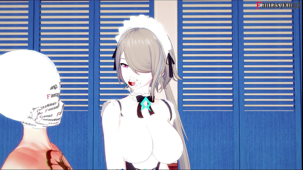 Рита Россвайс в сексуальном костюме горничной глубоко заглатывает — Honkai Impact