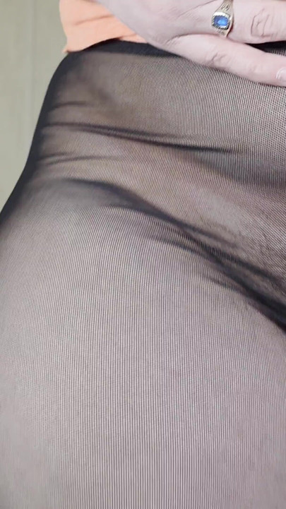 Hairy Pussy BBW in See Through Leggings showing Her Big Booty | Clip 1
