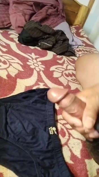 Iconic moment from "Desi Man Cumshot before bed Cum on Bed"