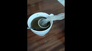 breakfast with hot semen and coffee