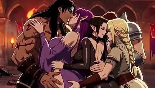 Nach einem epischen fantasy-battle fordern die Sieger ihre beute