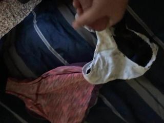 Cumming with friend into his step moms panties