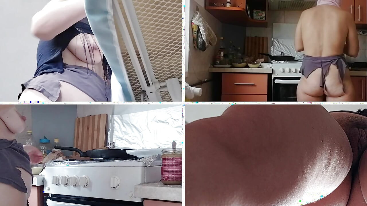 Mora con figa pelosa, tette grosse, donna sensuale e pelosa in cucina. Moglie amatoriale sexy che si rade la figa pelosa.