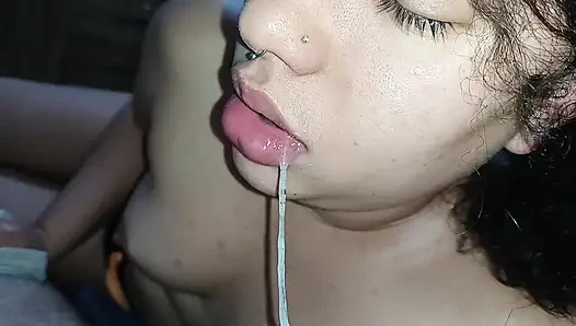 SO FAST AND SO HARD, SHE SHAKES HER DELICIOUS GULLET ON THE STALK OF HIS...