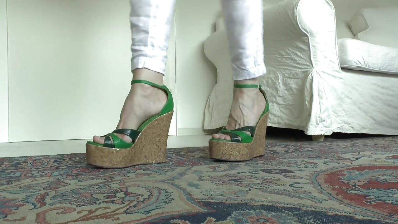 Wedge-heel Sandal Fashion Show for You! Cum in Your Pants! Lady Victoria Valente