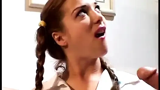 College teen swallowing cum after jerking two dicks