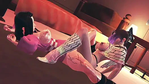Nezuko and Shinobu in Full Lesbian Action - 3D Full Animation