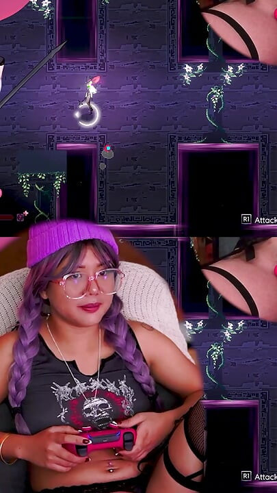 NETTES LILA BEHAARTES MÄDCHEN VERSUCHT, HENTAI-CHEF-KAMPF ZU SCHLAGEN