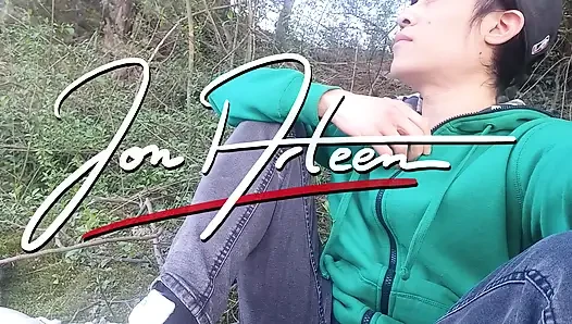 Jon Arteen gay twink's soft strokes risky outdoor, caught or not