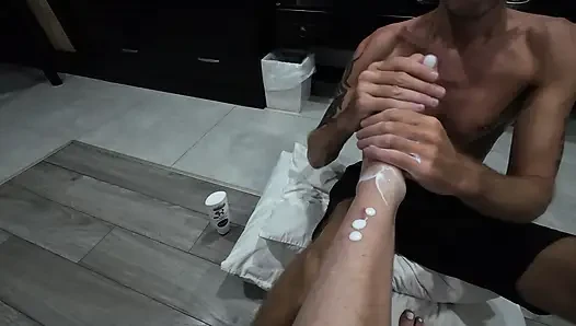 Giving Mistress A Creamy Foot Massage