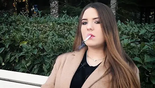 Russian Girl Spends Her Lunch Break Smoking 3 Cigs in a Row