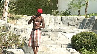 Black guys get to fuck two hot blondes by the pool