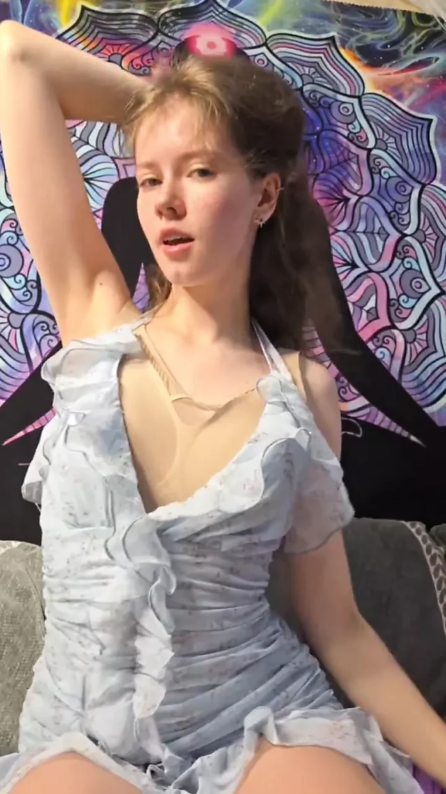 A girl in a beautiful dress loves to tease you!