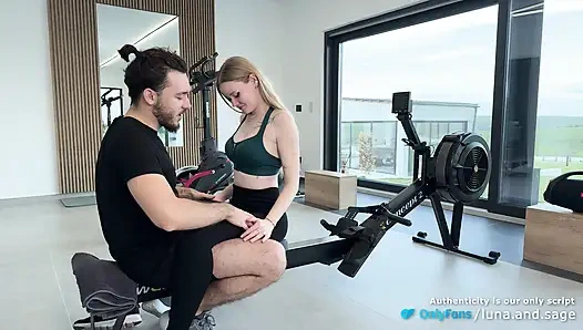 Gym Session Turned Into Rowing Machine Sex - Real Amateur Couple (POV, BJ & Doggy)