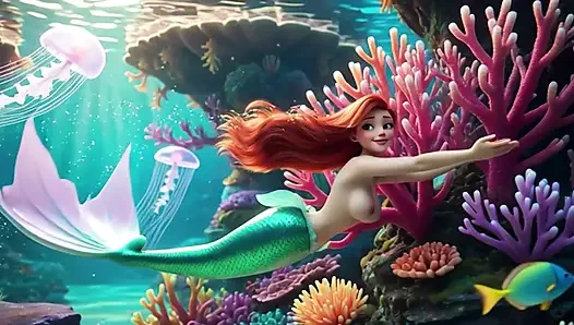 Ariel si wanita berumur yang penuh gairah menjelajahi gua bawah air yang ajaib dengan kaki jenjang dan pose khayalannya