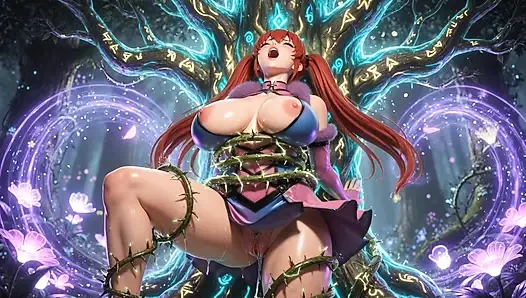 Shermie King of Fighters Magical Forest Vine tied   3D Hentai
