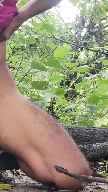 Spectacular moment from "Boy masturbating in the ,forest outside the house Cum spray from cock Desi village boy big black"