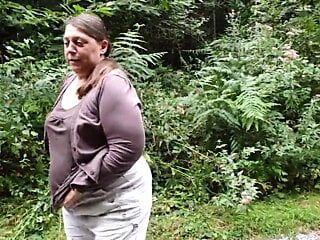 BBW Fat Ass Granny Pissing Outside