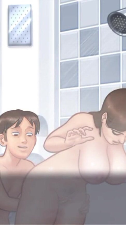 Milf Step-Mom Debbie All Shower lewd Scenes! summer time saga new update | Clip 1