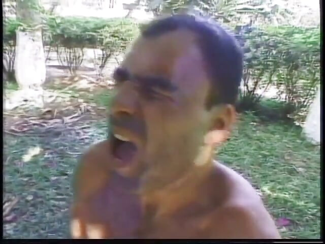 Shemale plays with her cock while getting fucked in her ass outdoors