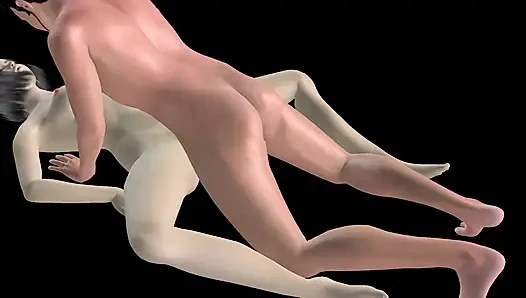 Animated 3D Porn - Asian Man Fucking Beautiful Girl in Missionary Pussy & Ass Creampie
