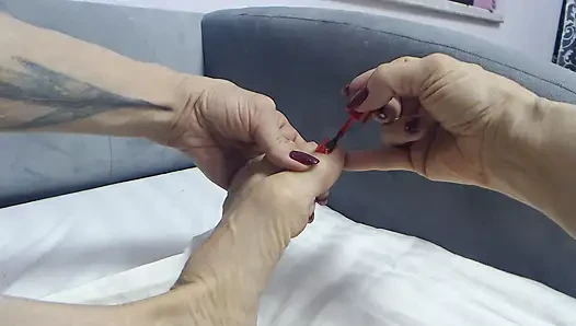 Melissa Johnson Paints Her Toe Nails Red as You touch your manhood
