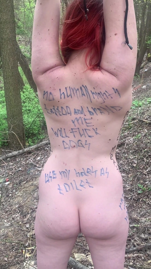 Outdoor Body Writing and Pissing Humiliation