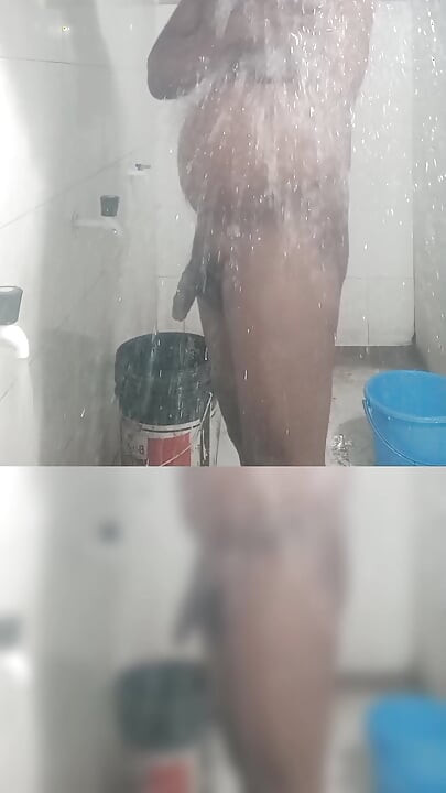 Bathing show nude bath shower black cock showing