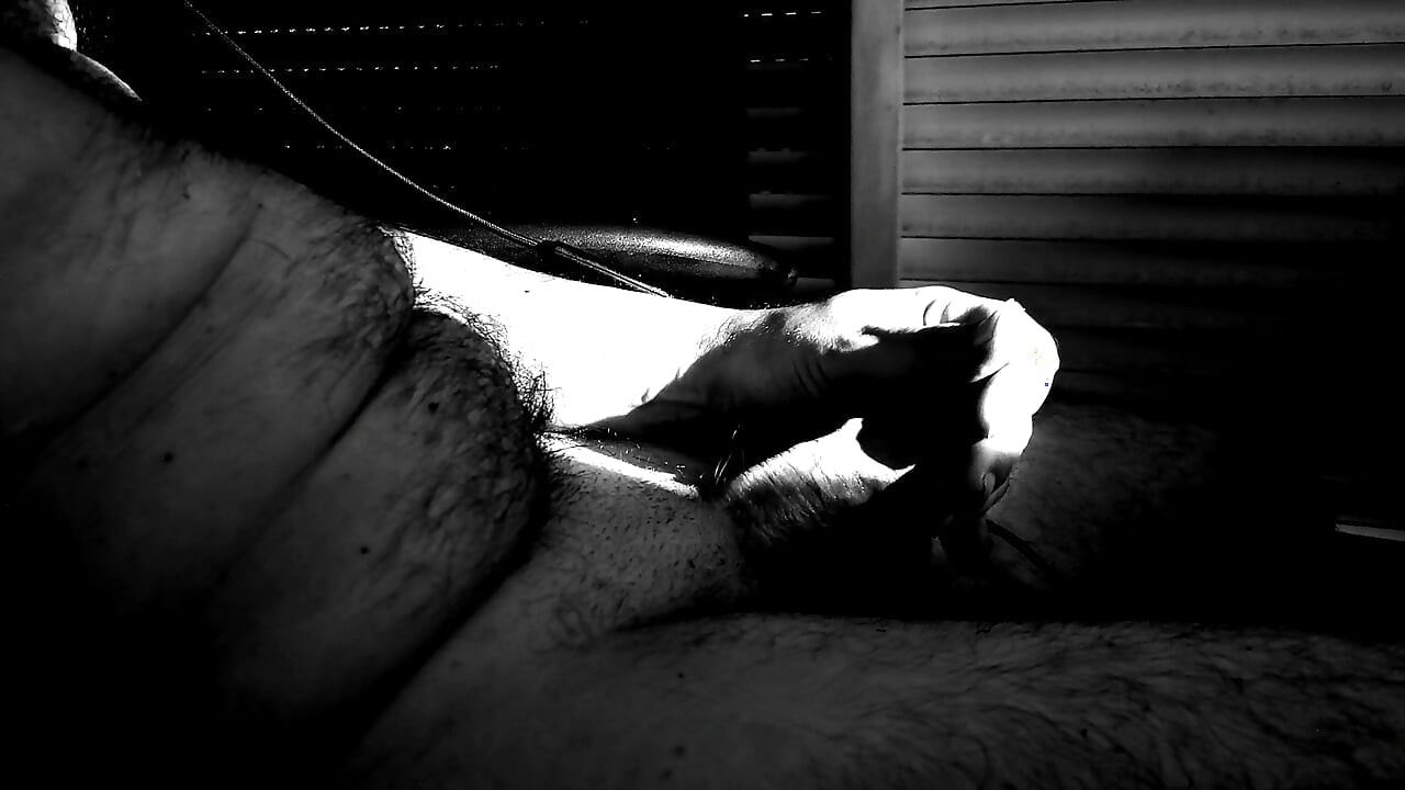 long masturbation. solo man. hard af. edging and exploding in the end - b&w recording