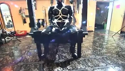 Bdsm with masked girl in latex