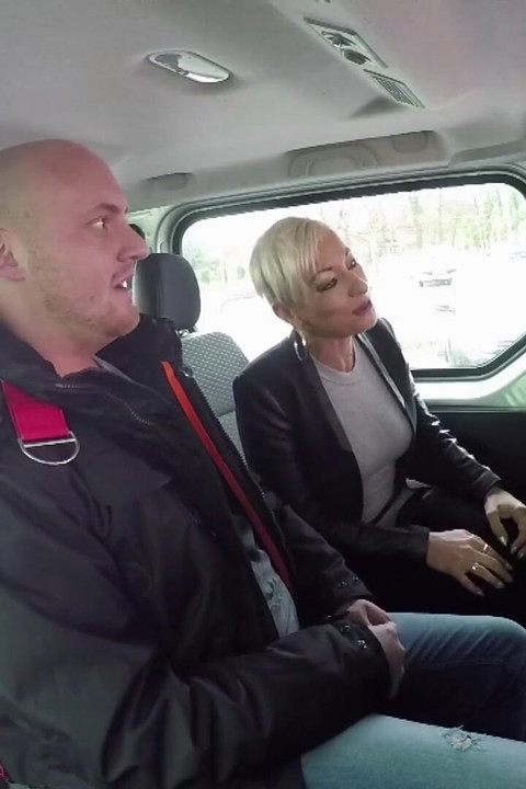 Blonde MILF sucks good cock in the car